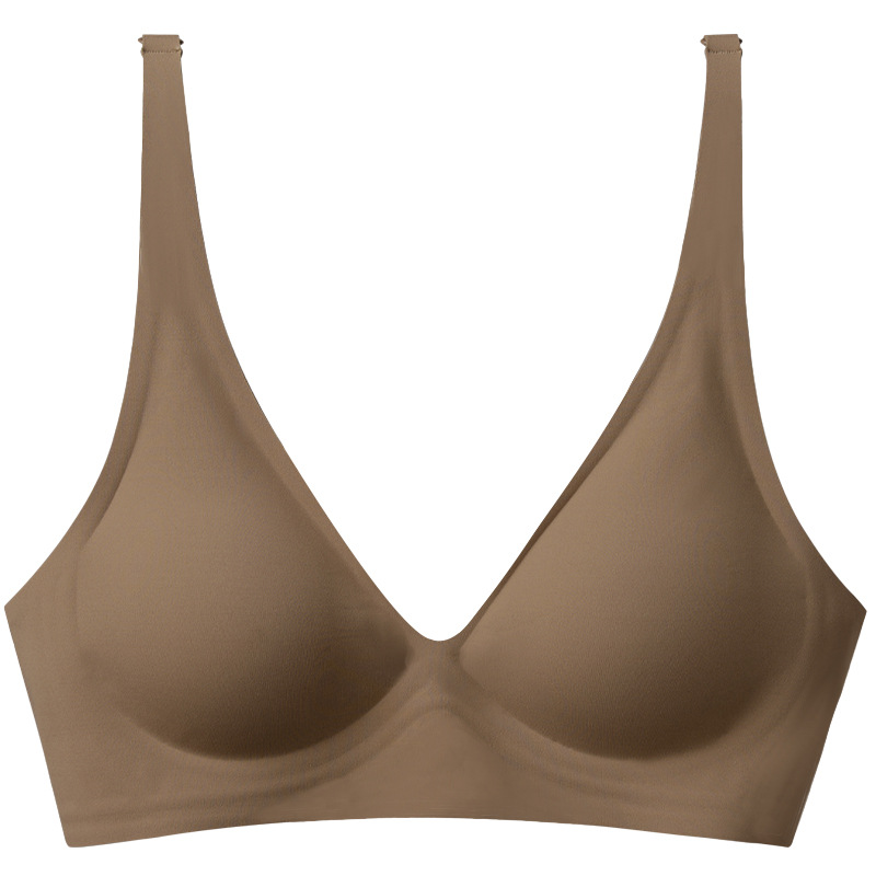 orange inner wooden underwear women's soft support small chest push up breathable breast holding wireless design seamless women's bra full figure