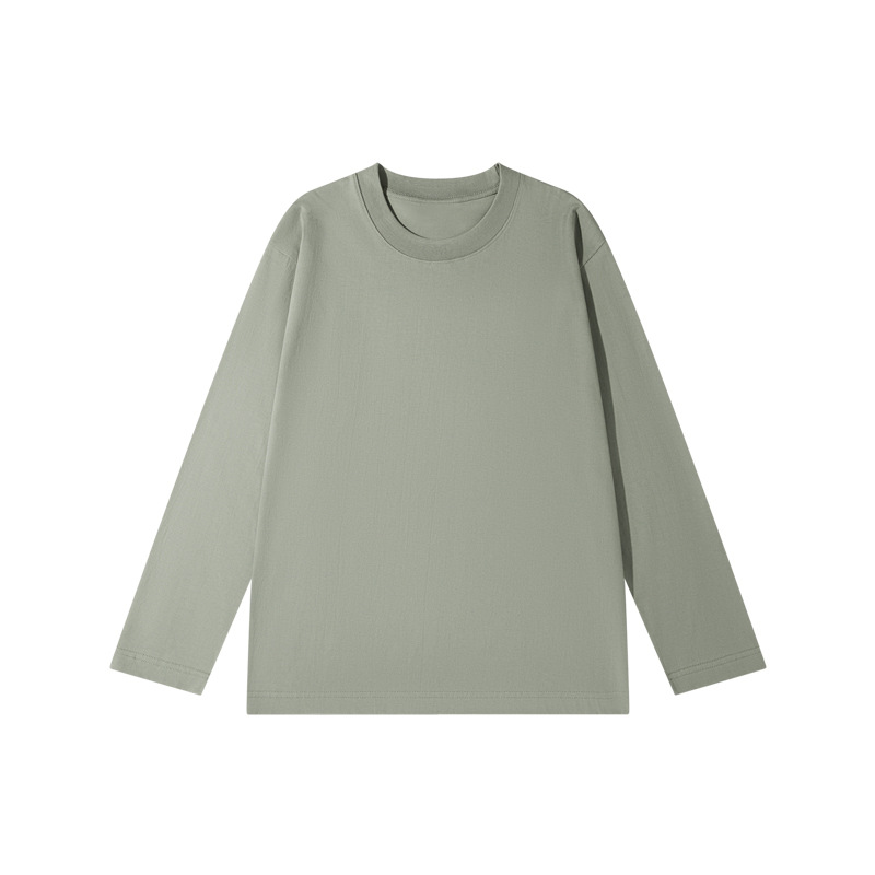 siskin knitted | autumn new 230g cotton long-sleeved t-shirt round neck top clothes white bottoming shirt men wholesale Item Picture
