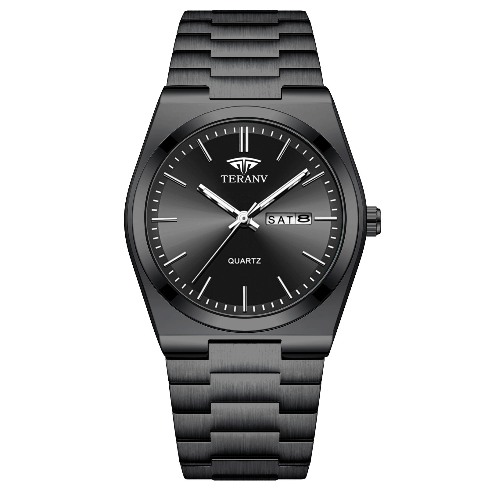 ultra-thin stainless steel men's steel strap watch non-mechanical luminous calendar waterproof fashion men's watch foreign trade popular style full figure