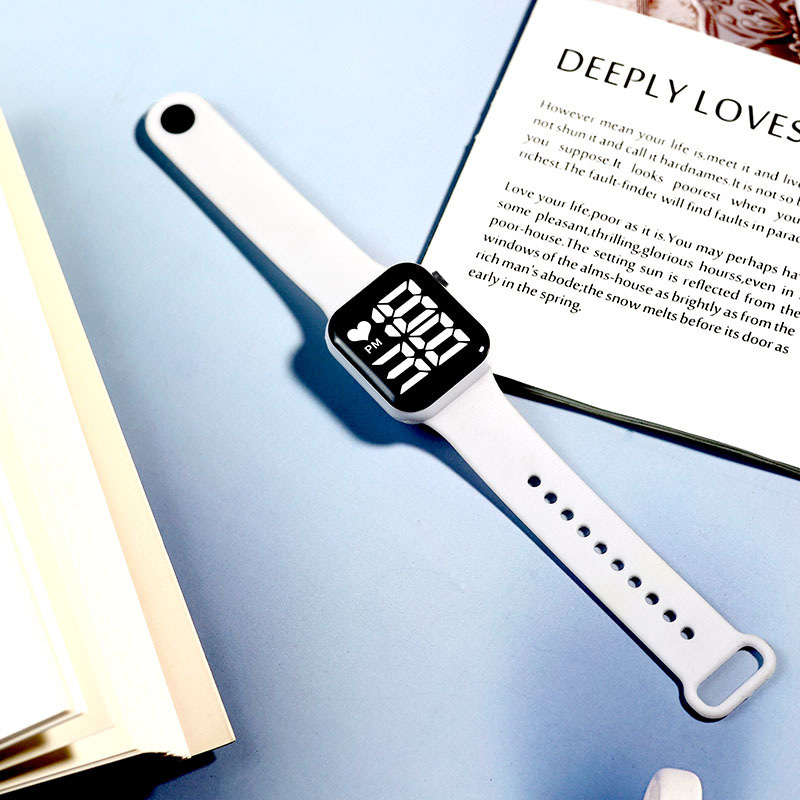 wholesale y1 button square electronic watch white light large dial love led fashion simple student watch factory Item Picture
