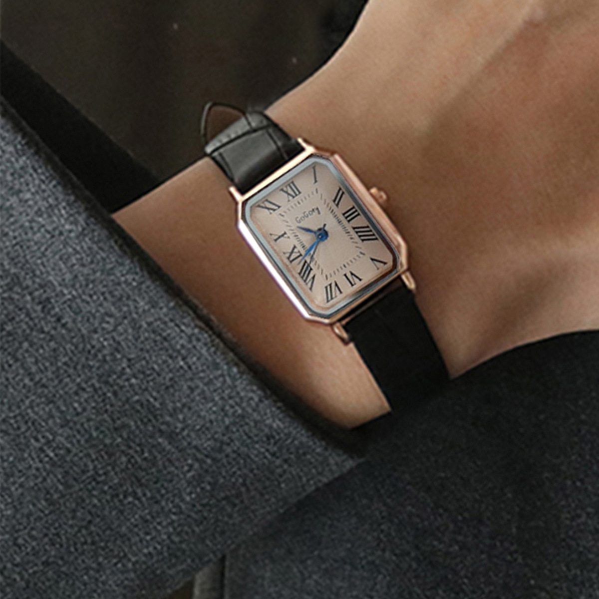 new women's watch elegance retro roman blue needle scale design simple fashion square wrist watch quartz watch full figure