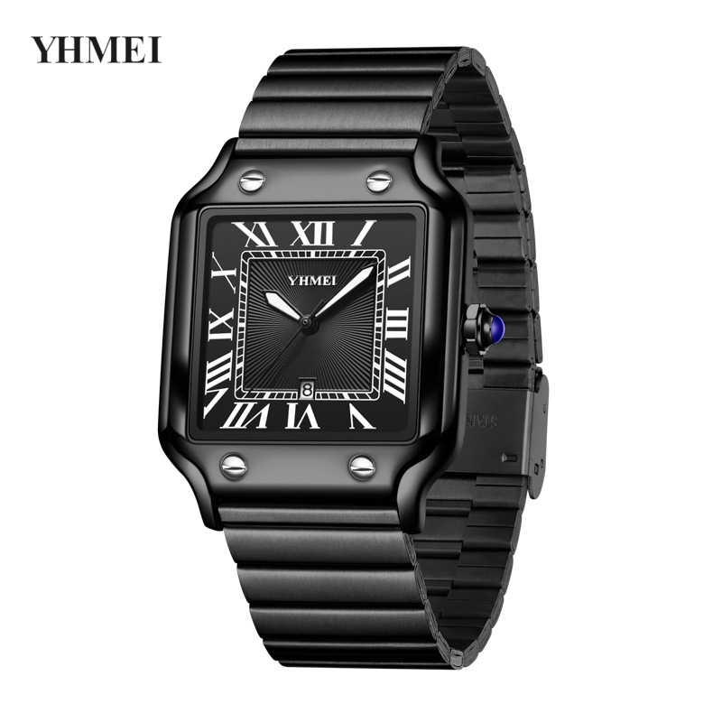 yhmei eternal beauty fashion trend waterproof quartz watch cross-border simple all-match casual retro steel watch Specification drawing
