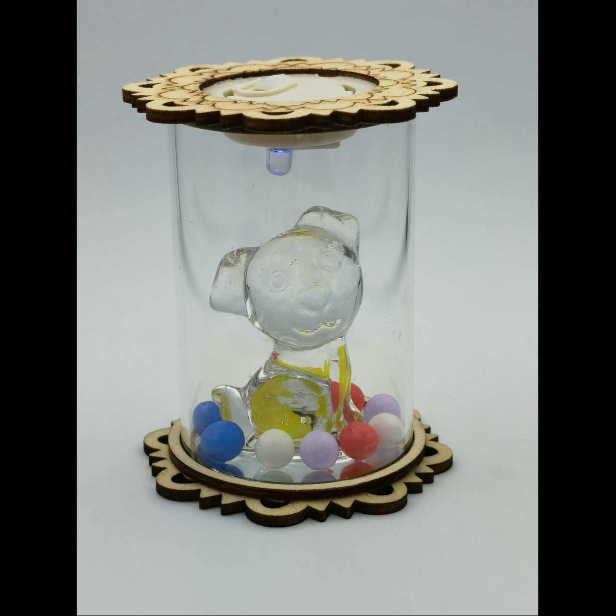 十二星座直筒8.5*6cm玻璃带灯摆件 金贝达瓷器水晶 7860-3328 拉丝玻璃工艺品摆件细节图