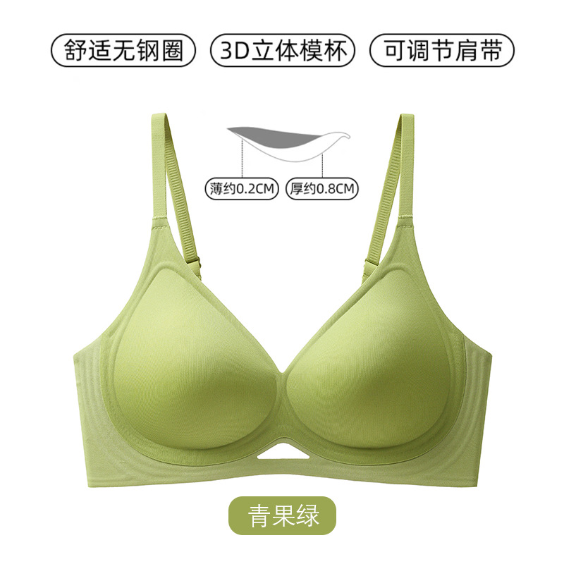 strict selection zhiqu seamless jelly underwear women's soft support support small chest push up fixed cup without steel ring thin bra Specification drawing