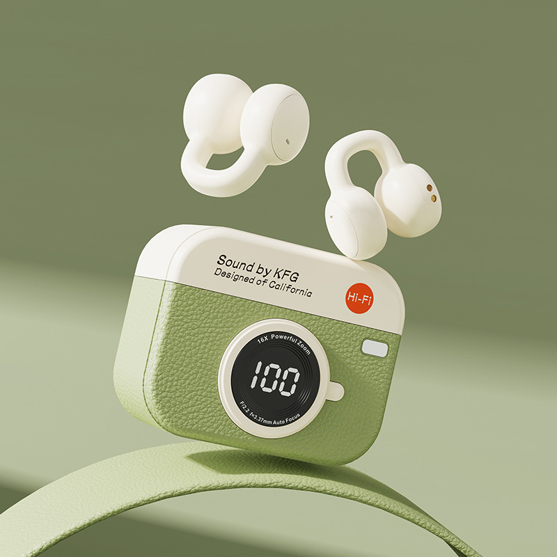 retro new clip-on bluetooth headset high sound quality ultra-long life battery sports bone conduction comfortable non in-ear details Picture