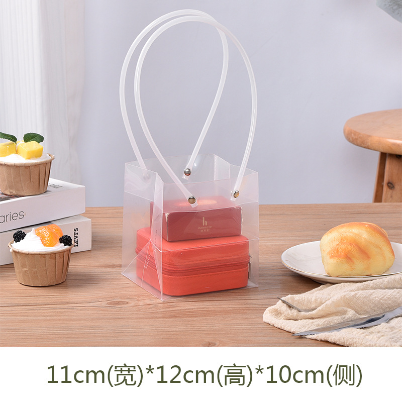 transparent gift handbag square cake dessert packing bag potted succulent flowers plastic packaging hand bag pieces Item Picture