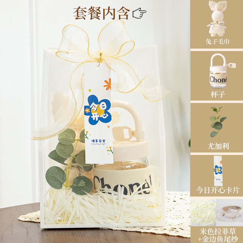 new pp transparent gift bag with hand gift plastic gift bag valentine's day birthday gift high sense handbag full figure