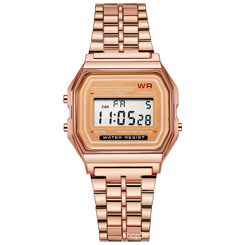 foreign trade popular style led electronic watch wr f91w steel belt a159 harajuku style kakashi watch multi-function watch details Picture