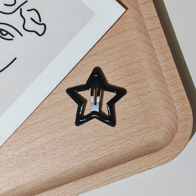 y2g dopamine color children's dripping oil pentagram cropped hair clip sweet girl hairpin bangs bb clip hair accessories headdress Specification drawing