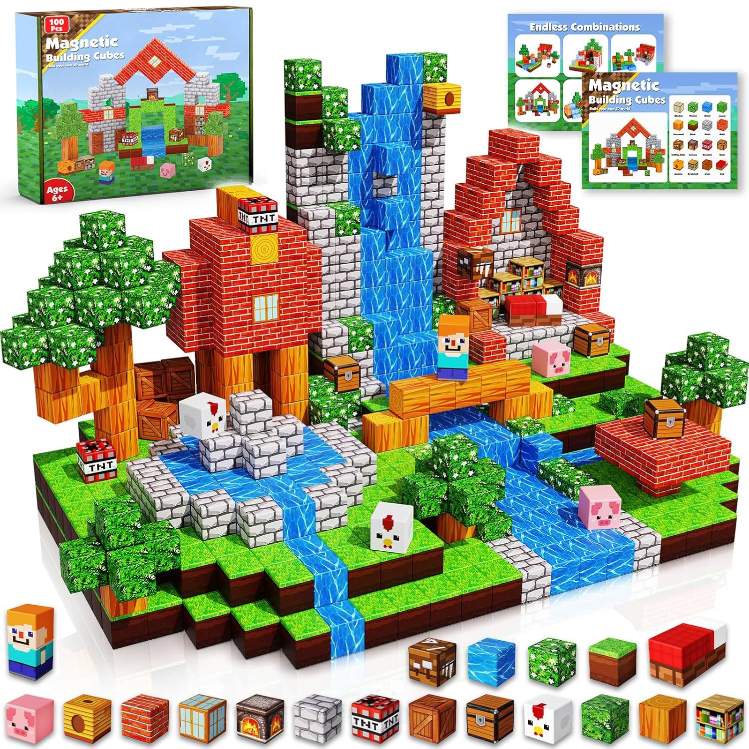cross-border amazon new magnetic block building blocks children's intellectual development toys christmas assembling gift set Item Picture