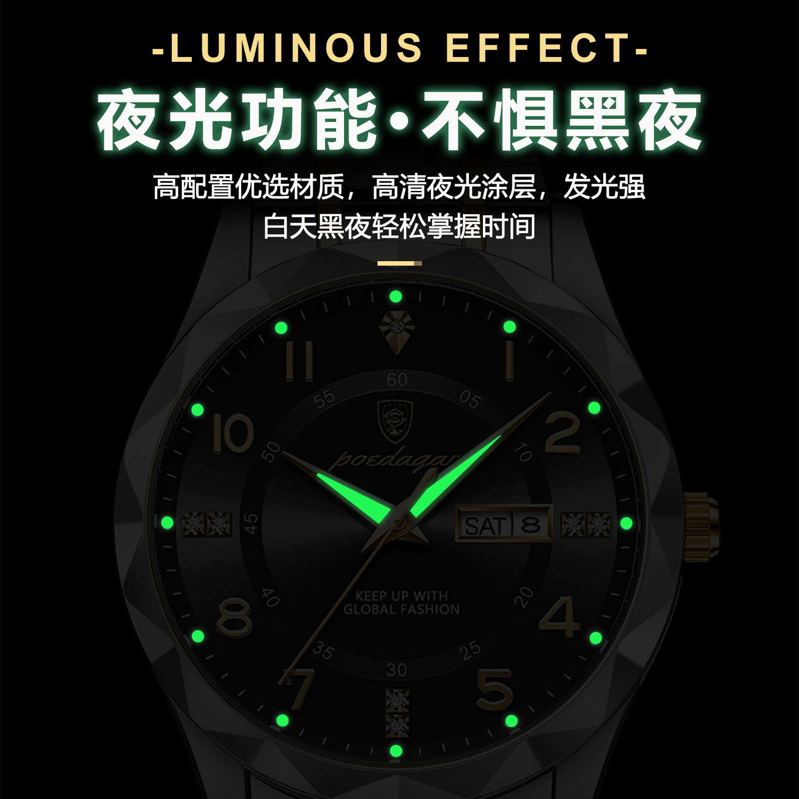 swiss brand new men's watch luxury waterproof luminous quartz watch live foreign trade popular style one piece dropshipping Specification drawing