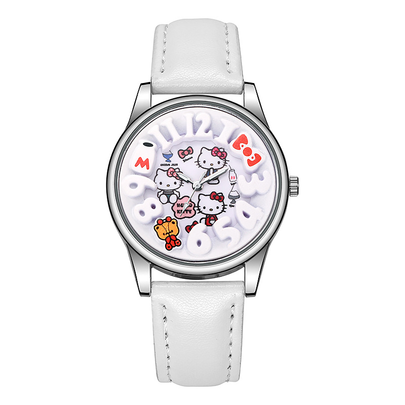 cross-border new arrival cute cake engraving plate children's watch cartoon quartz leather luminous watch factory direct supply full figure