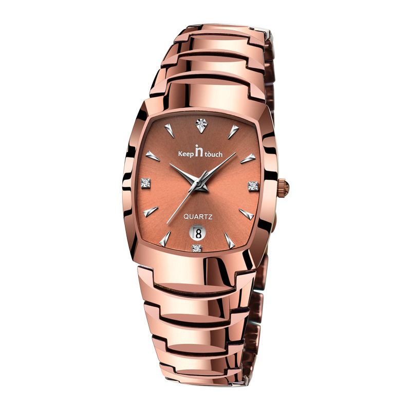 cross-border hot selling square tungsten steel color couple watch fashion student women's watch men's watch waterproof bowl watch wholesale Item Picture