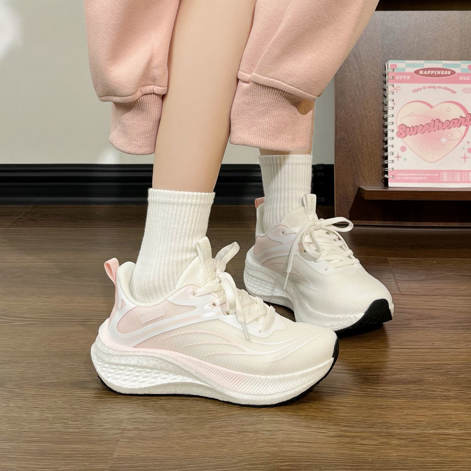 warrior carbon plate physical examination running shoes for high school entrance exam popcorn bottom shockproof breathable running shoes student sneakers Specification drawing