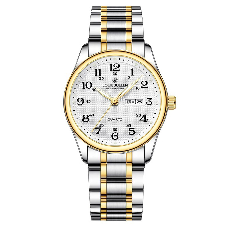 louis jilun cross-border hot sale big word watch for the elderly couple waterproof luminous calendar watch quartz watch factory Item Picture