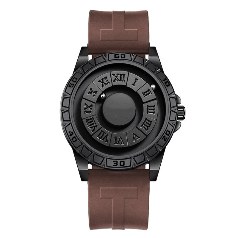 new creative black technology men's watch wholesale magnetic suspension ball personality trend non-mirror watch men details Picture