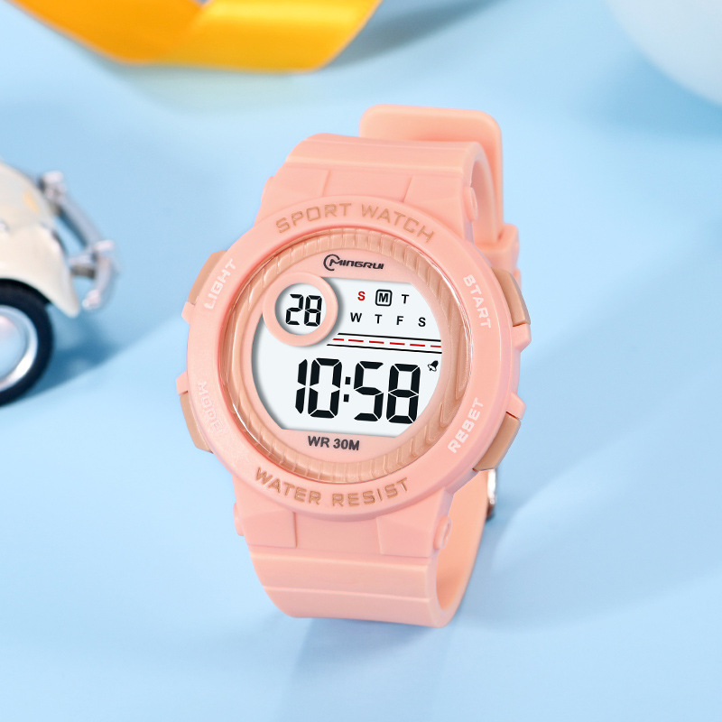student electronic watch men's alarm clock 30atm waterproof led luminous swimming fresh birthday gift children's watch female details Picture