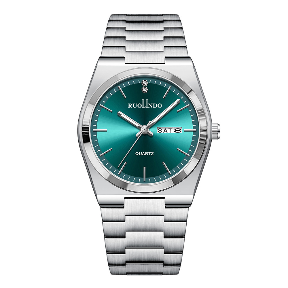 new double calendar men's watch men's high-grade wholesale stainless steel live luminous cross-border men's watch Item Picture