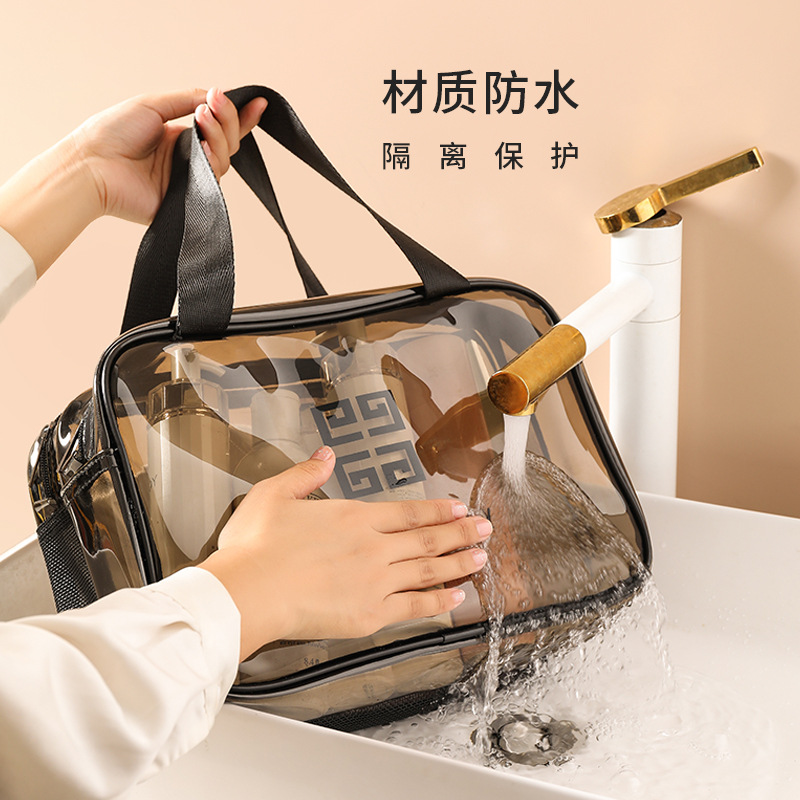 pvc double layer dry wet separation swim bag thick compartment transparent bath waterproof gym bag wash bag cosmetic bag details Picture