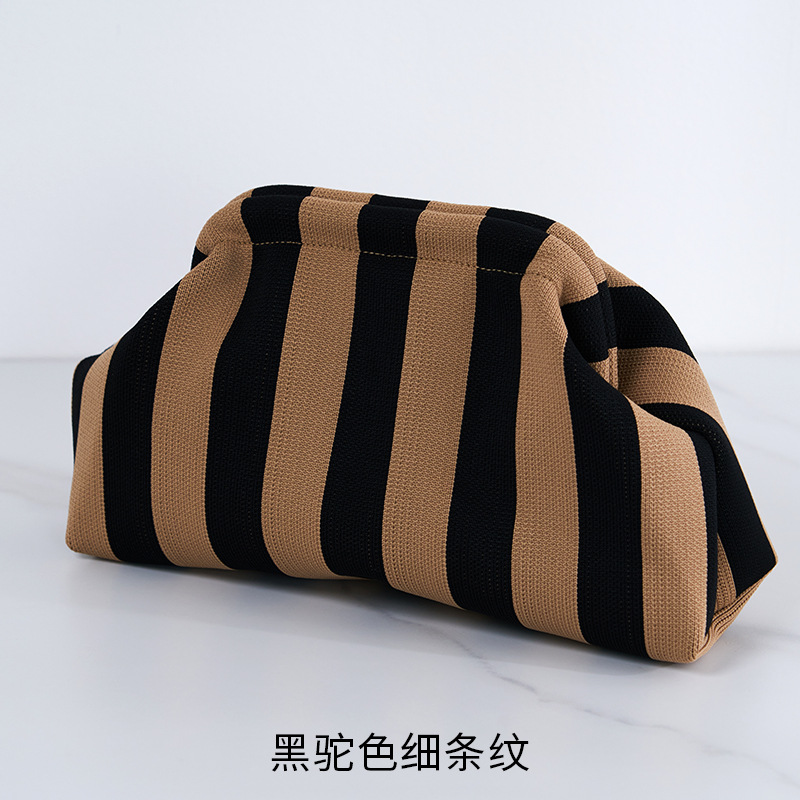 cross-border hot women's striped beach bag flying woven bag girls' commuter's all-matching striped cloud bag flying woven clutch Item Picture