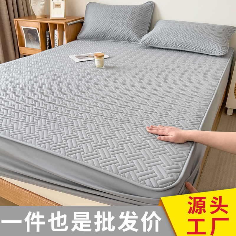 fitted sheet duvet cover mattress protective cover thick quilted all-inclusive dustproof dirt-proof sheet set new four seasons universal Item Picture