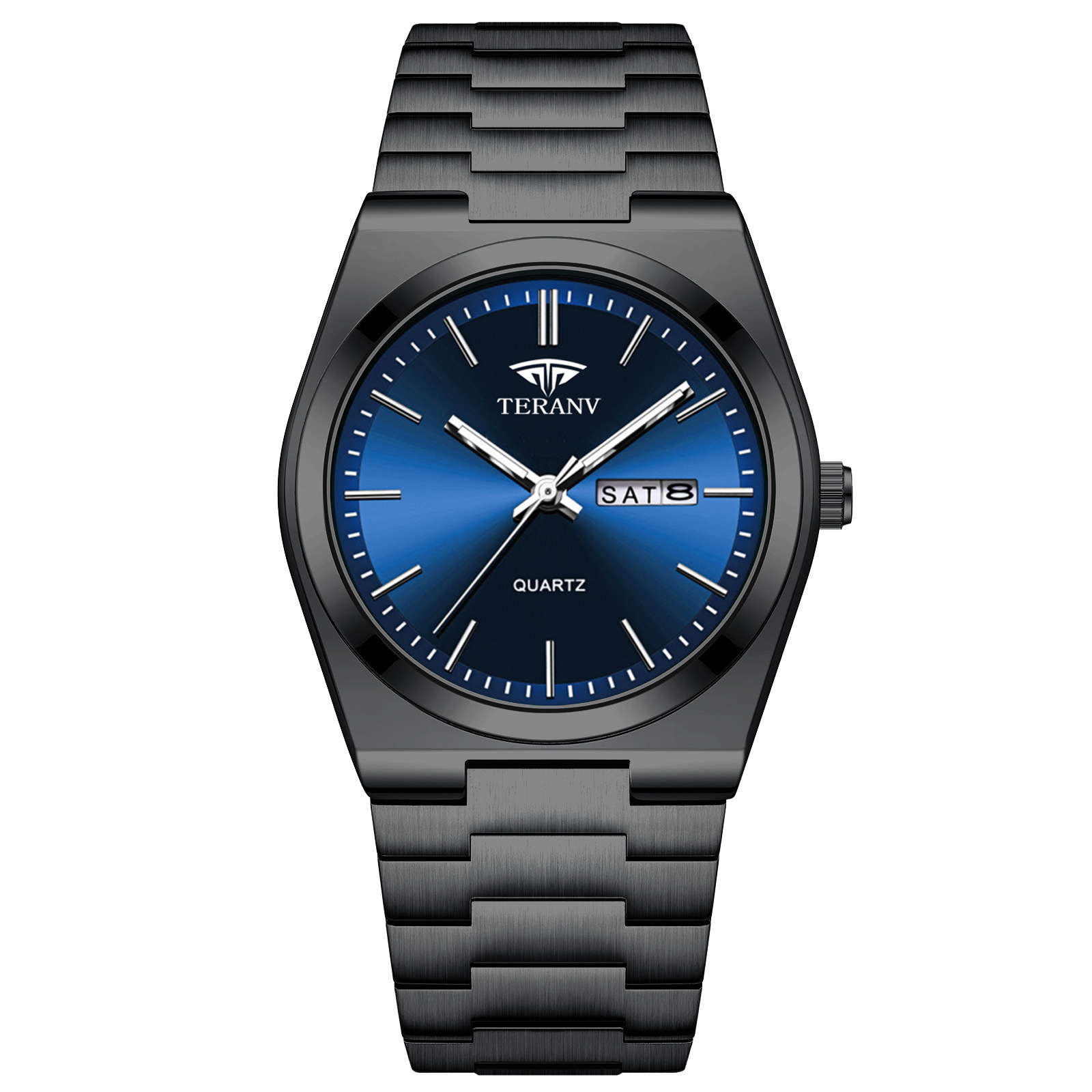 ultra-thin stainless steel men's steel strap watch non-mechanical luminous calendar waterproof fashion men's watch foreign trade popular style Specification drawing