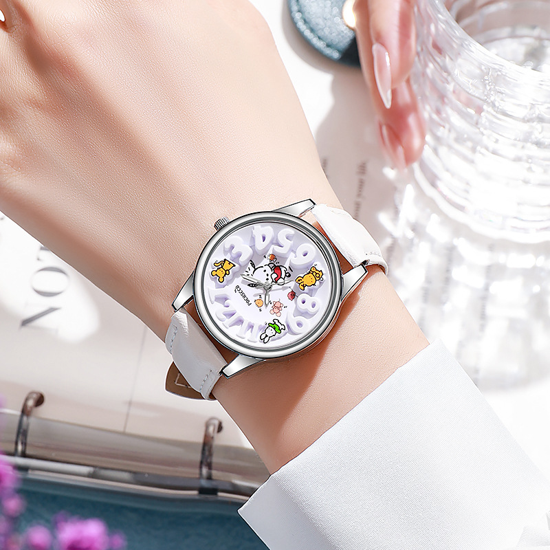 cross-border new arrival cute cake engraving plate children's watch cartoon quartz leather luminous watch factory direct supply Item Picture
