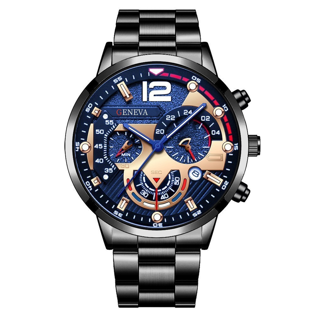 cross-border hot sale popular men's watch steel timepiece calendar quartz watch sports luminous pointer quartz men's watch wholesale details Picture