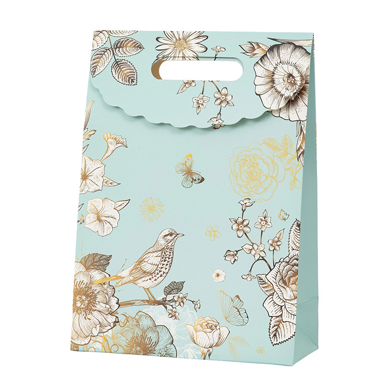 national trendy style vintage flower and bird gift bag gift packaging bag clothing handbag ornament paper bag high-end hand bag gift bag full figure