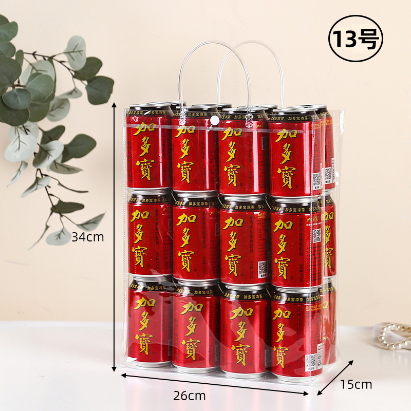 pvc plastic transparent handbag customized logo gift gift bag customized milk tea candy hidden hook packing bag Specification drawing