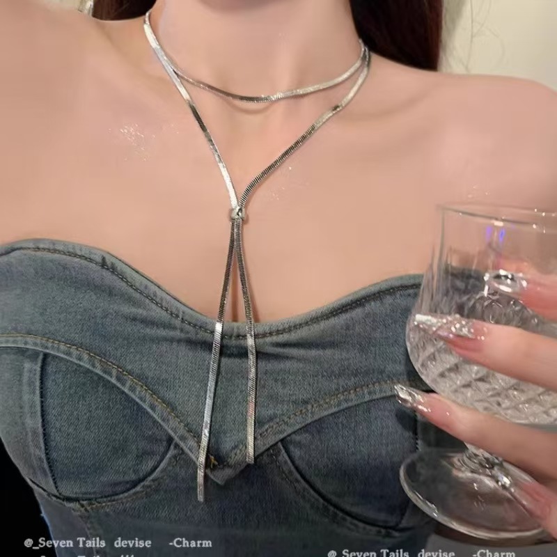 hot sale pull-out titanium steel necklace women's adjustable chain all-match simple fashion high-grade clothing accessories Specification drawing