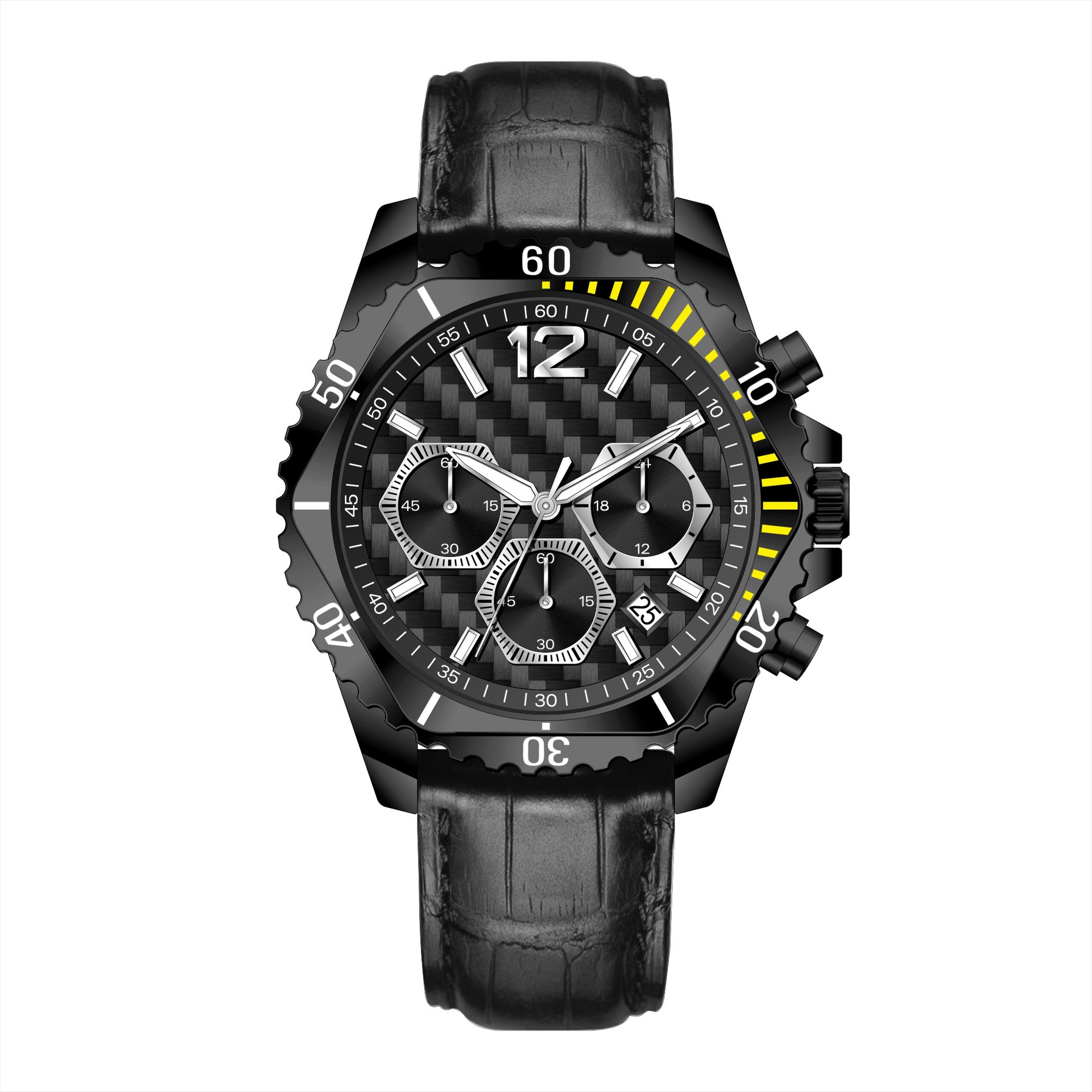 foreign trade popular style business waterproof new six-pin men's watch belt style quartz watch tk aliexpress one piece dropshipping Specification drawing
