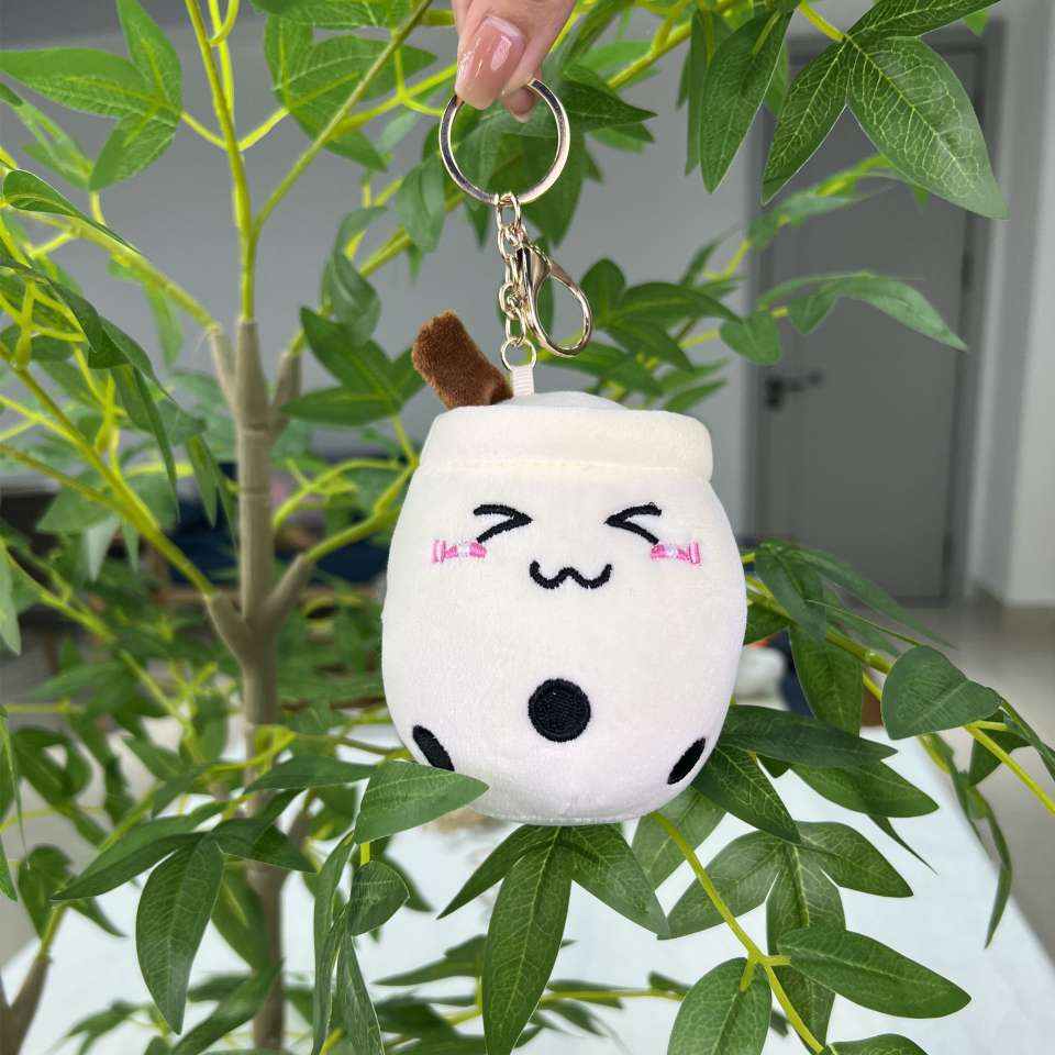Popular cartoon milk tea, pearl cup, small pendant, doll, milk tea shop gift bag, hanging decoration, key chain, plush toy detail image 8