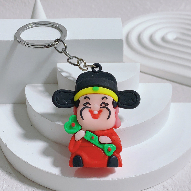 keychain pendant god of wealth keychain car key case bag accessories amass fortunes key chain doll small gift Application Scenario