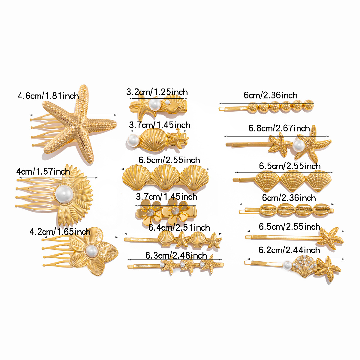 europe and america cross border ornament personality star flower diy hair accessories bride and bridesmaid barrettes star shell word clip for women Item Picture