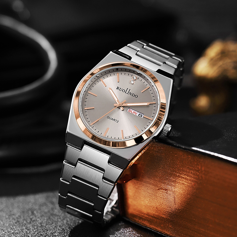 new double calendar men's watch men's high-grade wholesale stainless steel live luminous cross-border men's watch details Picture