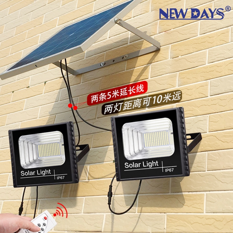 NEWDAYS品牌新款跨境LED迷你塑料太阳能投光灯家用庭院照明灯露营灯户外应急灯环保太阳能路灯