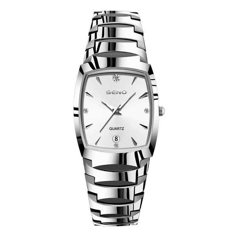 new men's steel strap watch square men's watch business waterproof calendar quartz watch cross-border generation watch details Picture