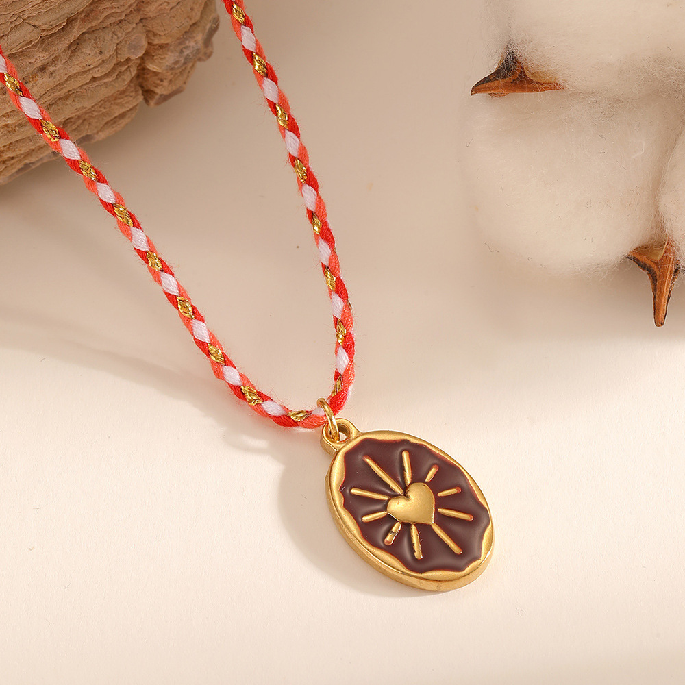 spot stainless steel necklace europe and america cross border sun pendant women's titanium steel love jewelry high-grade gold ornament details Picture