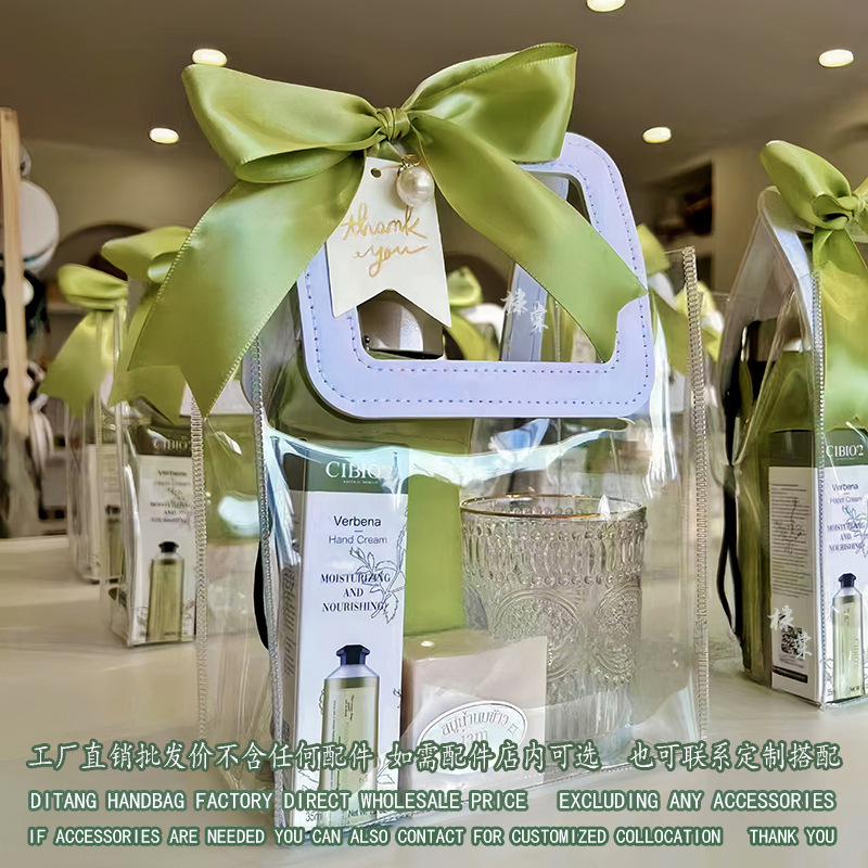 spot goods transparent pve handbag children's valentine's day gift bag birthday wedding high sense gift bag details Picture