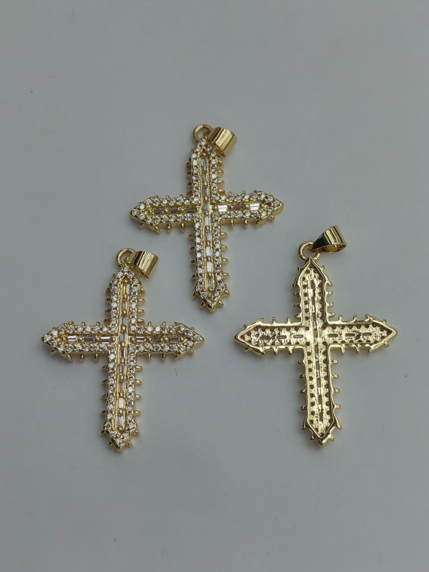 雅致饰品配件DIY手工材料多款选择宗教产品十字架饰品制作配件手工艺品配件饰品配件套装十字架铜微镶锆石电镀18k真金