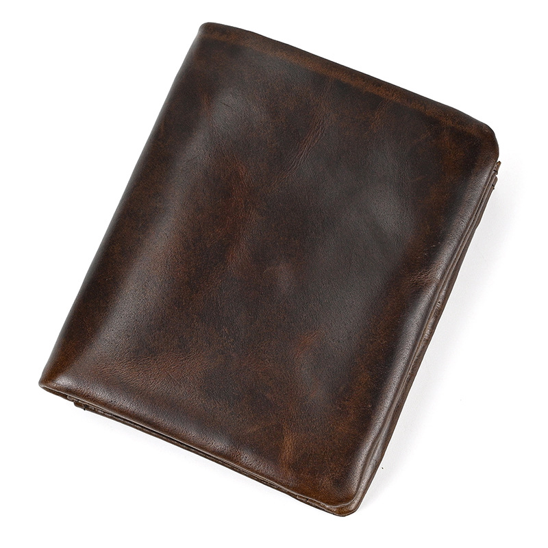 amazon men's wallet rfid genuine leather vertical wallet casual fashion multi-card-slot vintage cowhide coin purse full figure