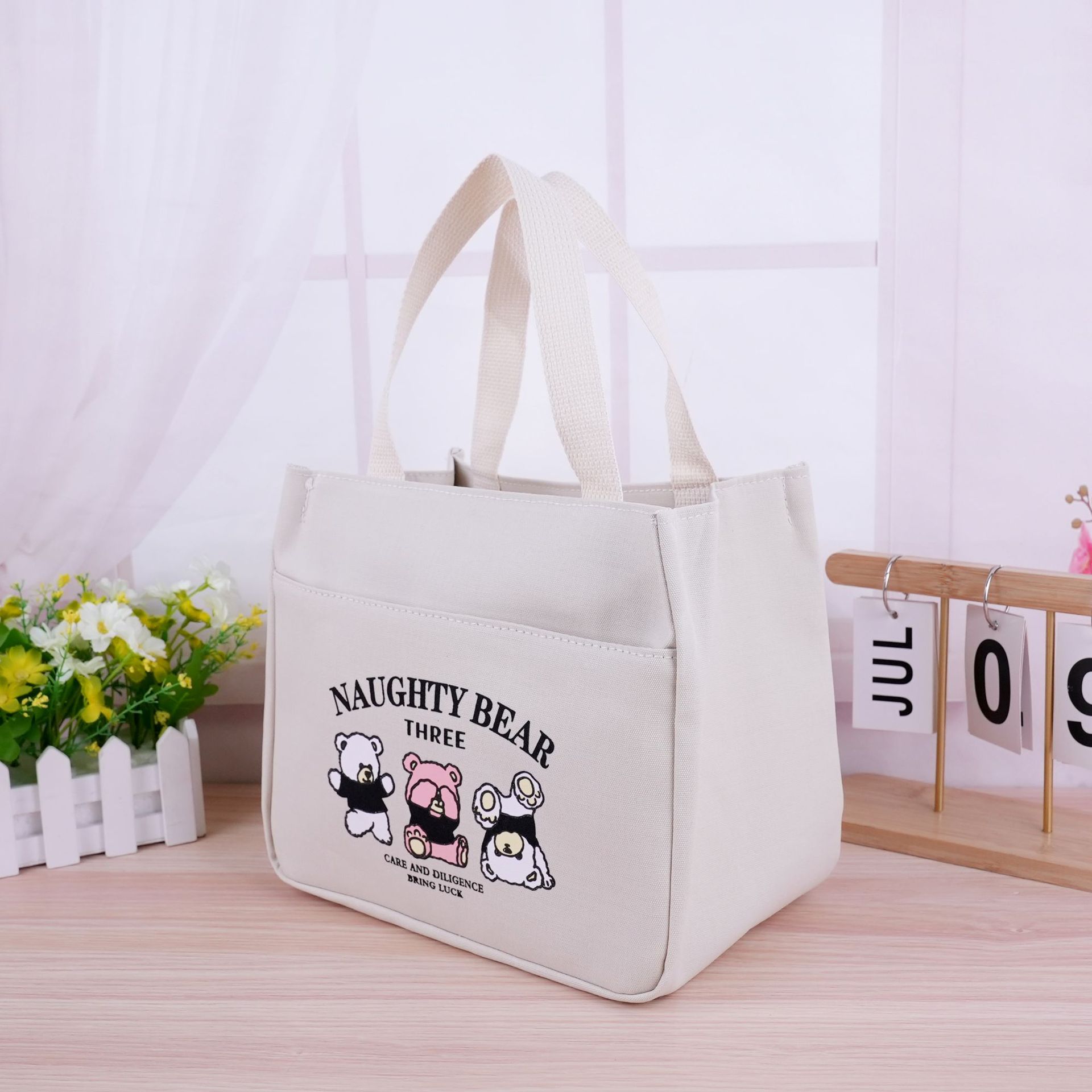 new canvas bag lunch bag handbag outdoor fashion mummy bag lunch box bag office worker handbag women's bag details Picture