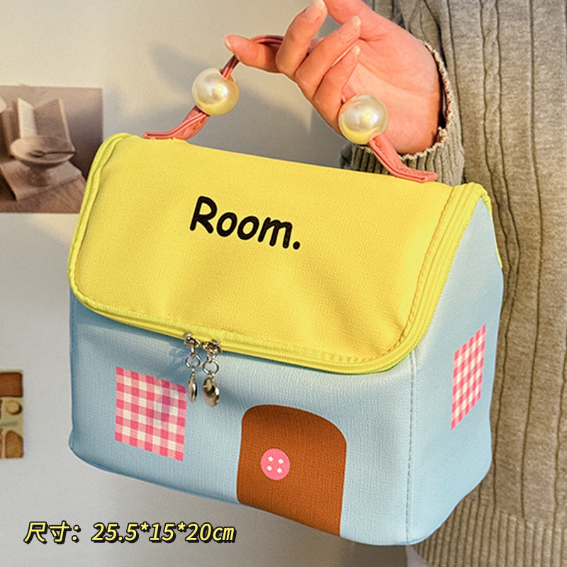 dopamine small house cosmetic bag women's large capacity partition portable 2025 new waterproof travel carrying case details Picture