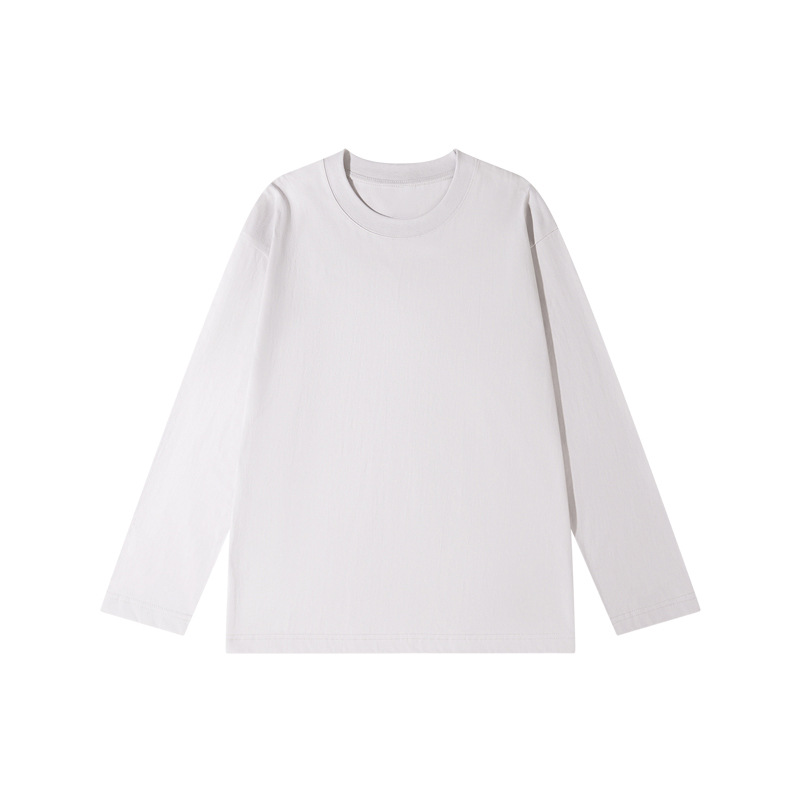 siskin knitted | autumn new 230g cotton long-sleeved t-shirt round neck top clothes white bottoming shirt men wholesale Specification drawing