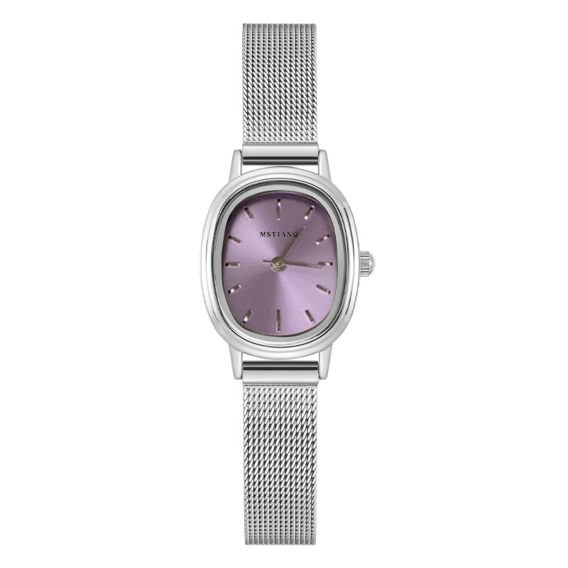 retro exquisite watch female student small simple and light luxury ins niche pointer oval women's watch details Picture
