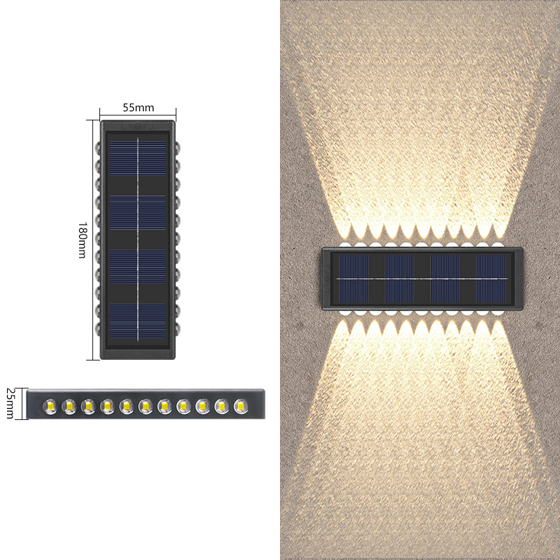solar wall lamp outdoor wall lamp decorations arrangement wall washing new up and down luminous atmosphere solar lamp Application Scenario