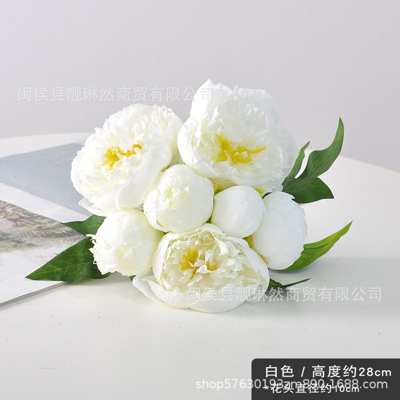 model room soft decoration props simulation double petal peony fake flower simple nordic decoration simulation bouquet bundle peony details Picture