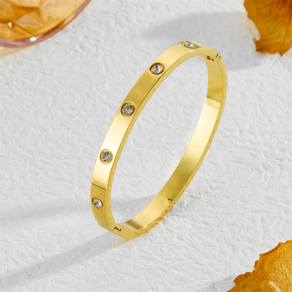 titanium steel fashion couple ten diamond titanium steel bracelet trendy starry sky full diamond titanium steel jewelry nail stainless steel bracelet Specification drawing