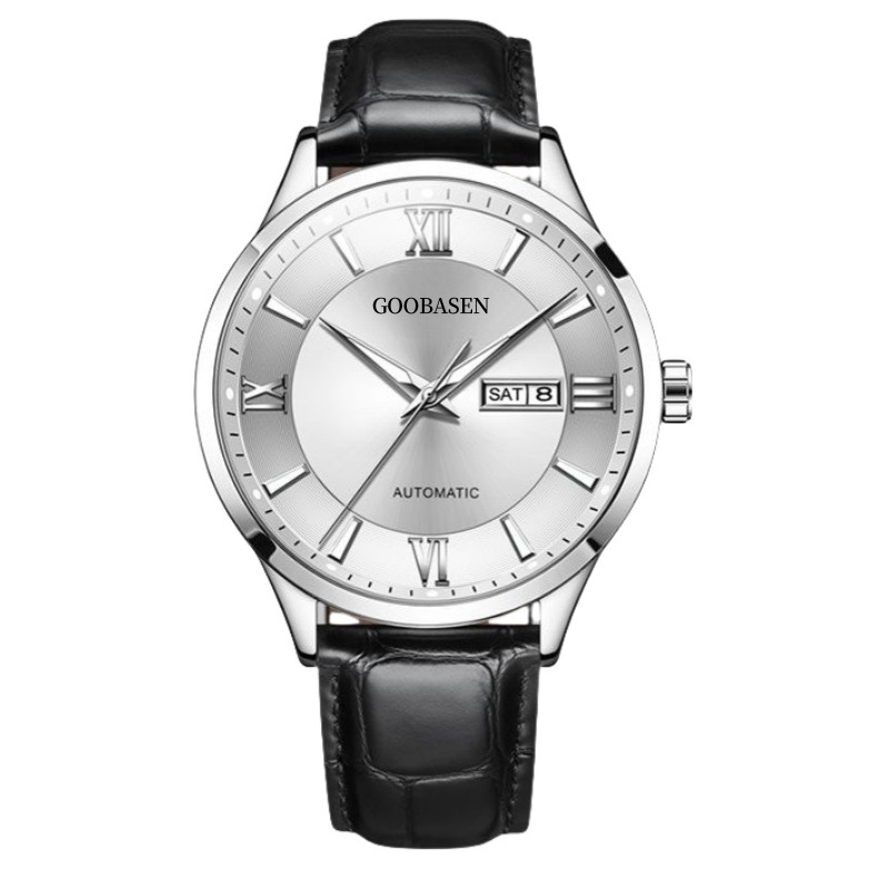 gubosen hot sale hot sale mechanical watch men's watch waterproof luminous calendar tik tok live stream hot sale one piece dropshipping details Picture